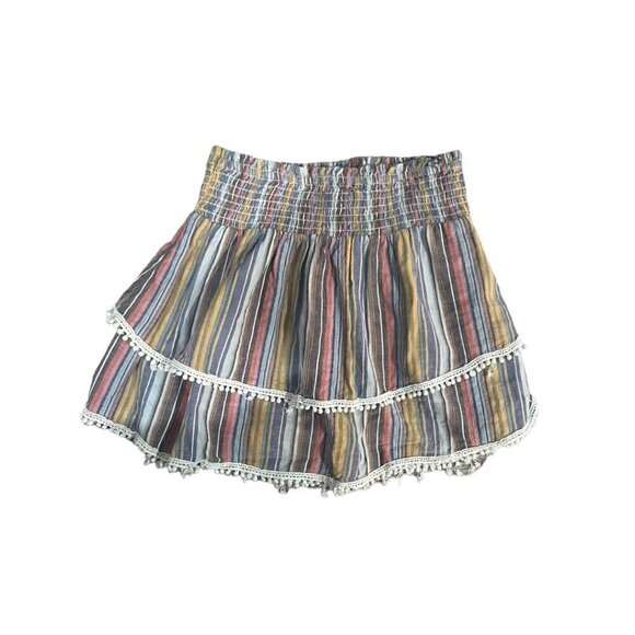 PARKER Beach Mini Skirt Small Smocked Boho Tiered Layer - Picture 2 of 7